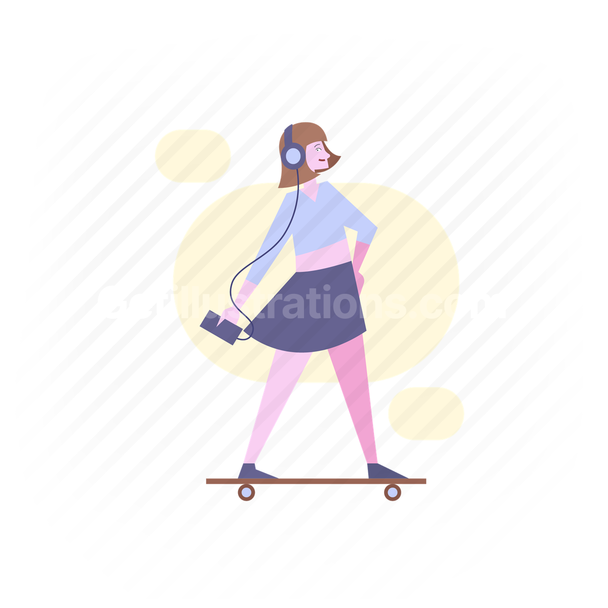 music, sound, skating, skateboard, woman, girl